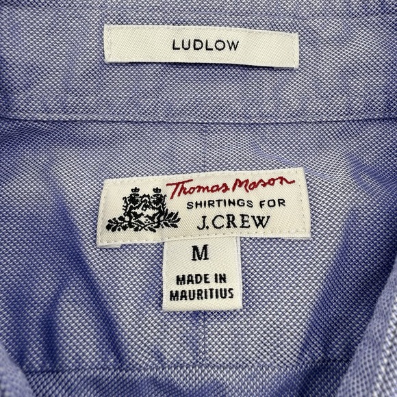 Thomas Mason J.Crew Ludlow Men's Long Sleeve Solid Blue M Button Up Casual Dress - Picture 6 of 8